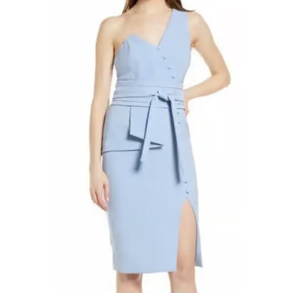 Lavish Alice one shoulder origami midi dress blue size 12 - Picture 1 of 6